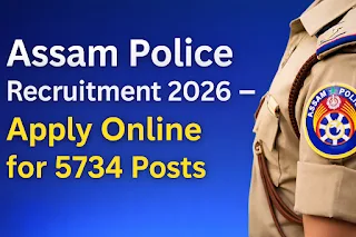 Assam Police Recruitment 2026 – 5,734 Posts | Apply Online 16 Dec 2025 to 08 Feb 2026