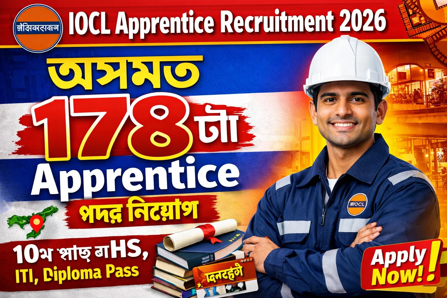 IOCL Apprentice Recruitment 2026 – 178 Posts in Assam | Apply Online 07 Feb to 25 Feb 2026