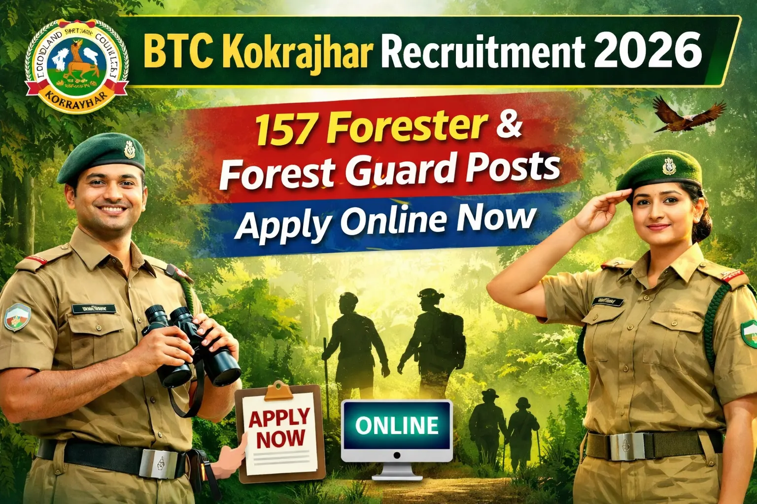 BTC Kokrajhar Recruitment 2026 – 157 Forester & Forest Guard Posts | Apply Online by 15 March 2026