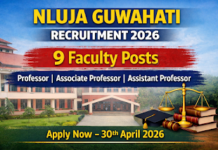 National Law University and Judicial Academy Assam Guwahati Recruitment 2026 – 9 Faculty Posts