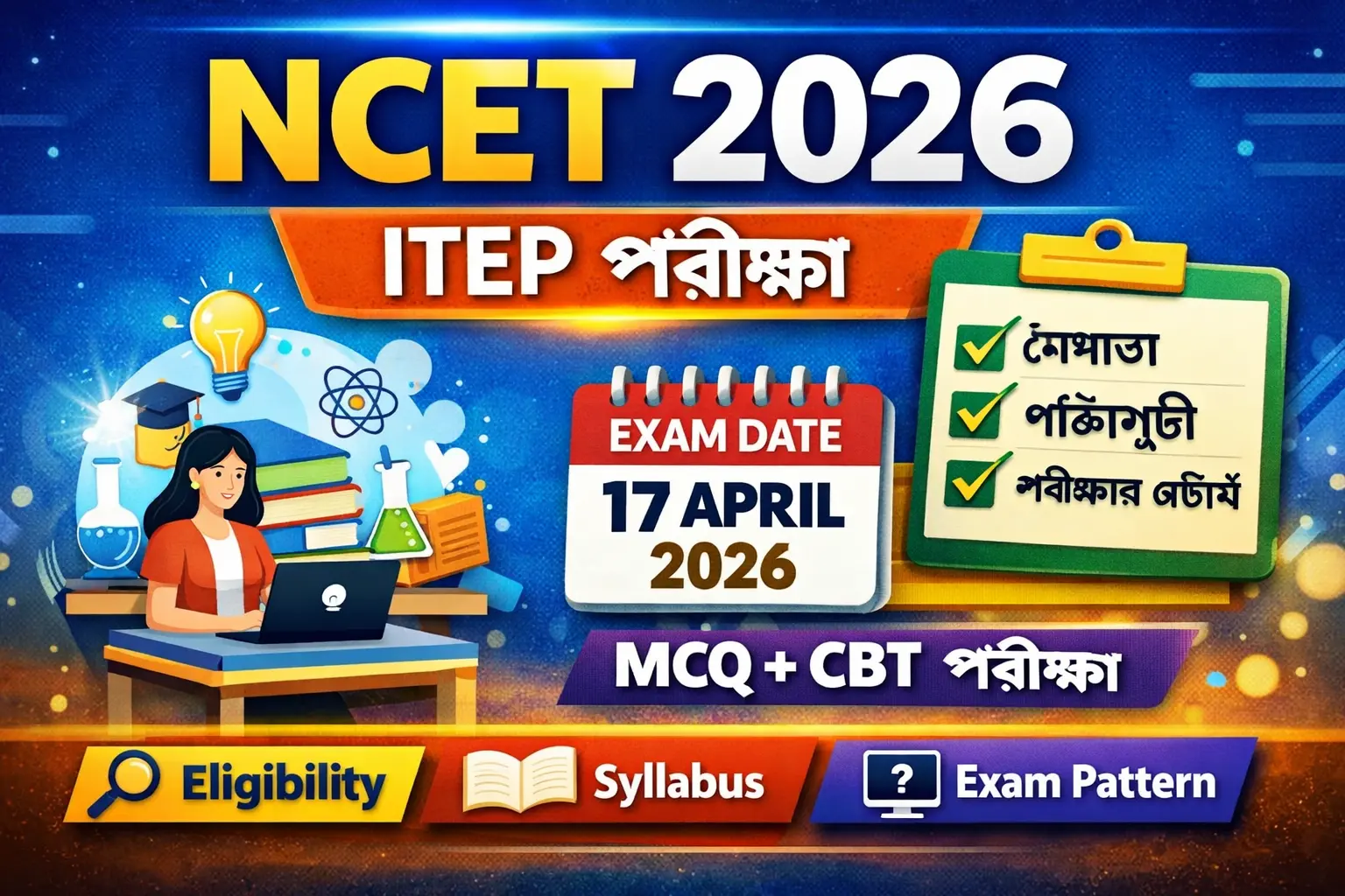 NCET ITEP 2026 Notification – Eligibility, Syllabus & Exam Pattern | Exam Date 17 April 2026