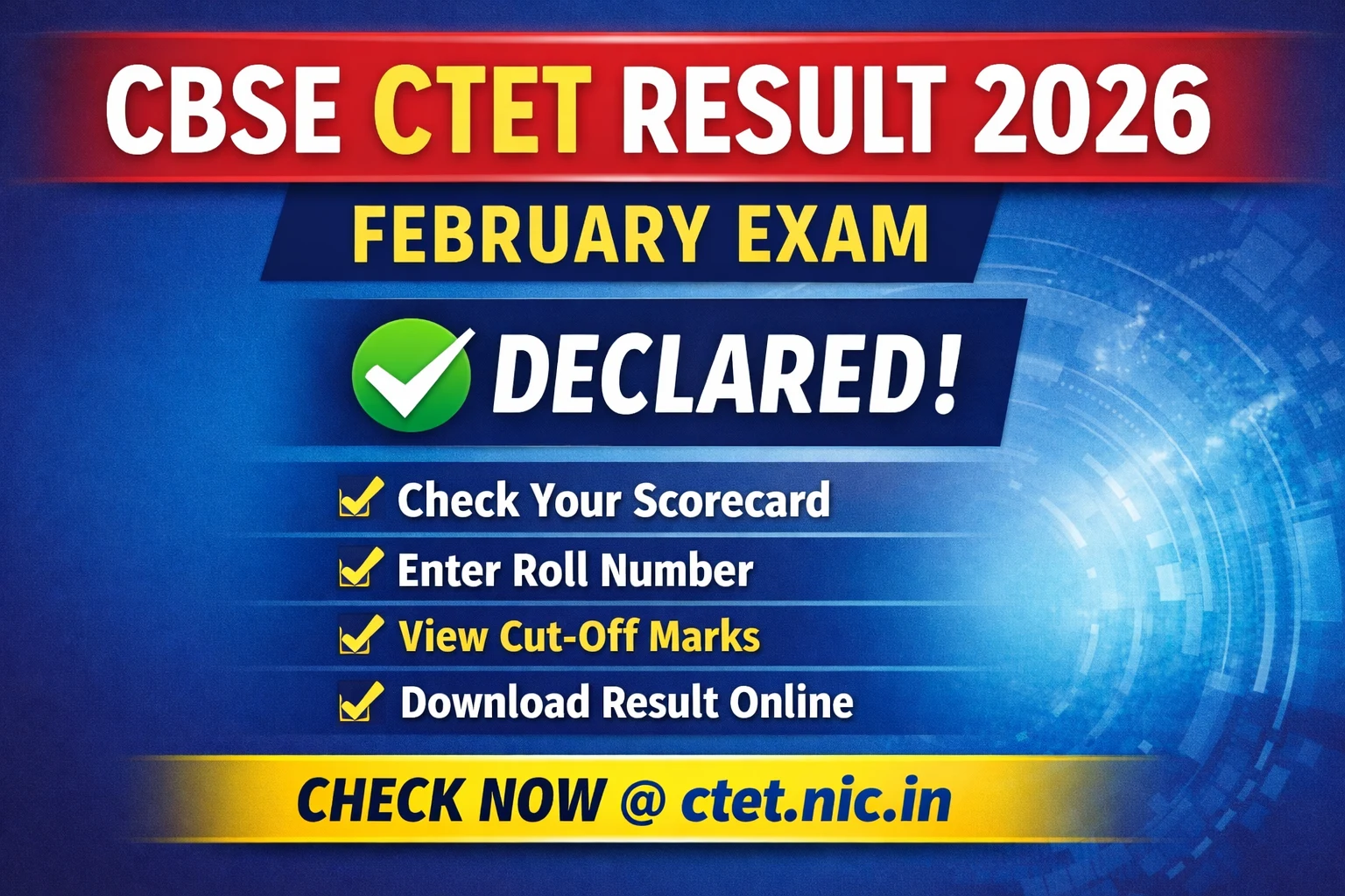 CBSE CTET Result 2026 February Exam Scorecard Download