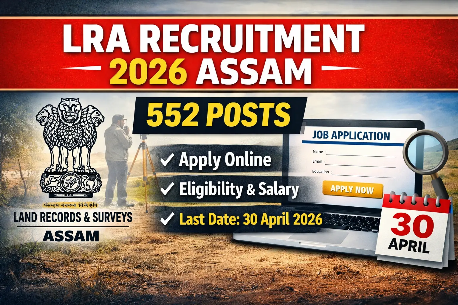 LRA Recruitment 2026 Assam – 552 Posts | Apply Online, Eligibility & Last Date 30 April