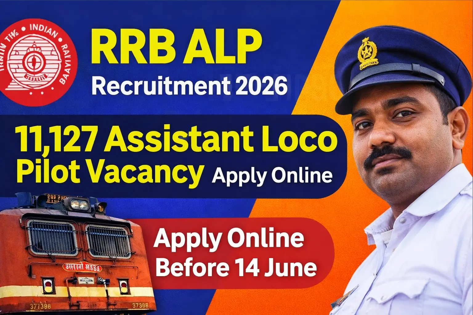 RRB ALP Recruitment 2026 – 11127 Assistant Loco Pilot Vacancy | Apply Online Before 14 June