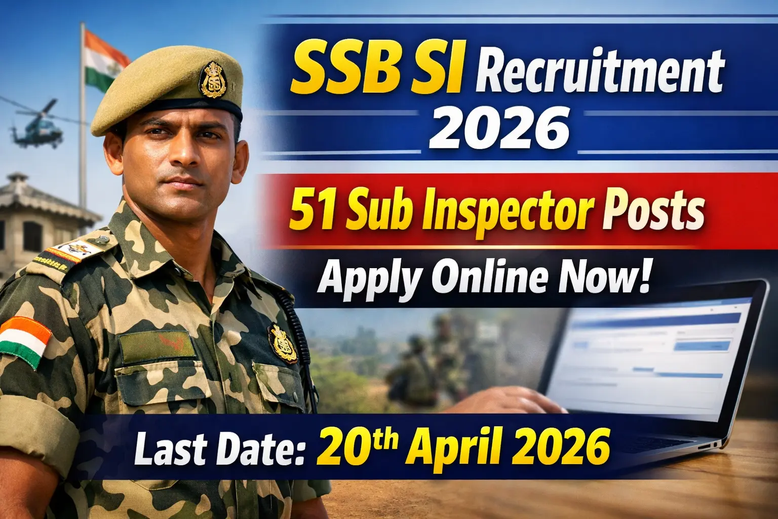 SSB SI Recruitment 2026 51 Sub Inspector Posts Apply Online Last Date 20 April 2026